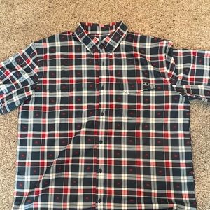HUK black red plaid sailfish fishing shirt